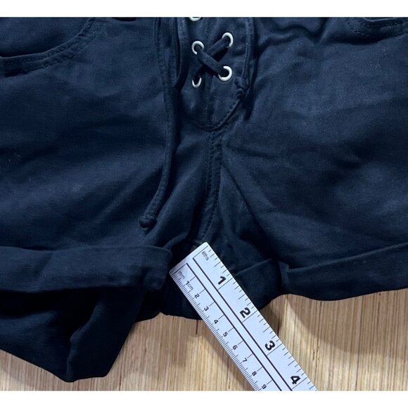 Pacsun - Women's High-Waisted Super Stretch Short Shorts Lace Up - Black - # 23 - Picture 6 of 15